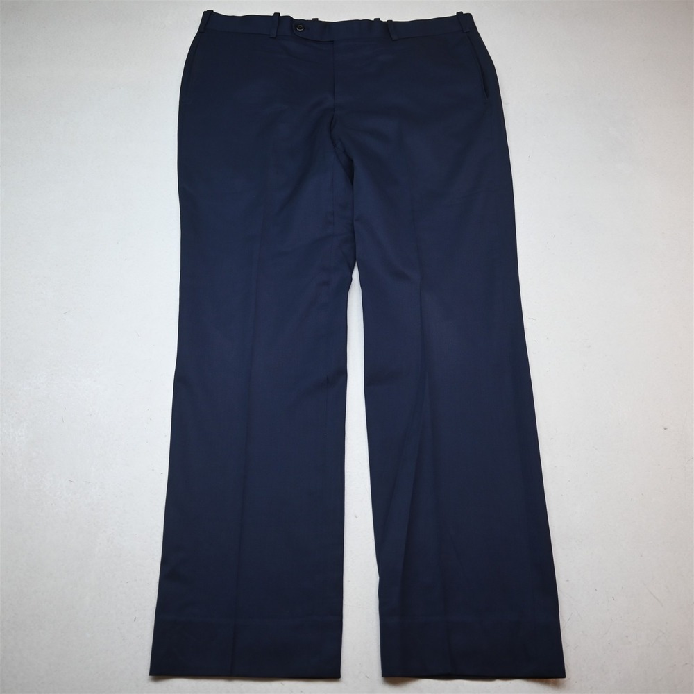 Tom James 38x32 Dark Blue Wool Flat Front Straight Dress Mens Pants